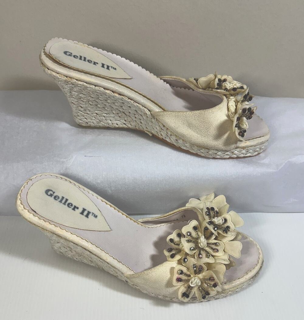 Vintage Geller II Floral Beaded Mules-Size 7.5